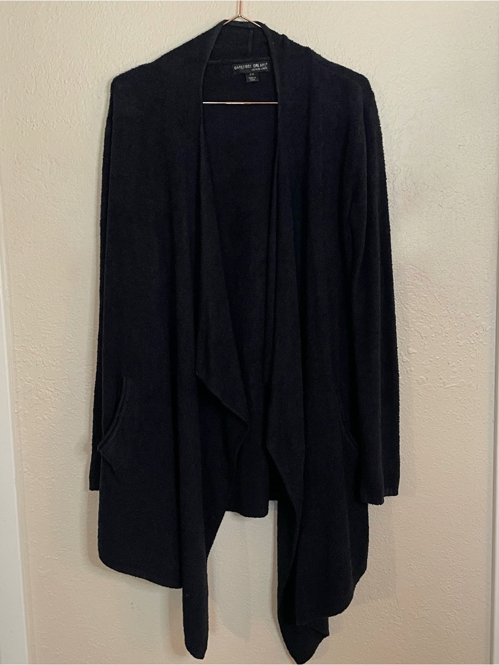 Barefoot Dreams CozyChic Lite Island Wrap Cardigan S/M Black